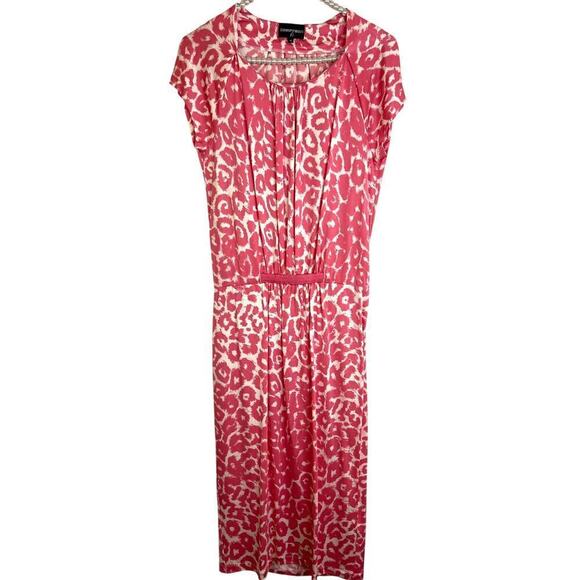 Emporio Armani Pink Animal Print Cap Sleeve Open Back Knee Length Silk Dress 4/6 - Picture 1 of 9